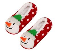 adam & eesa® Womens Fluffy Christmas Winter Co-zees Slippers - Non Slip Warm Fleece Ballerina socks for Ladies in Fun Designs UK 4-7 (Spoted Snowman)