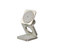 ADAM elements Mag 3 Pro Qi2 3-in-1 Foldable Travel Charging Station, 15W Fast Wireless Charger for iPhone 17 16 15 14 13 12, Apple Watch & AirPods, Compact Magnetic Dock for Desk & Travel (Titanium)