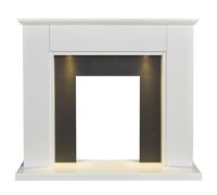 Adam Eltham Fireplace in Pure White & Black with Downlights, 45 Inch