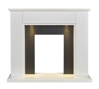 Adam Eltham Fireplace In Pure White & Black With Downlights, 45 Inch