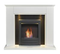 Adam Eltham Fireplace in Pure White & Black with Downlights & Colorado