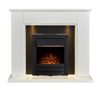 Adam Eltham Fireplace in Pure White & Black with Downlights & Colorado Black Electric Fire, 45 Inch Adam Fires & Fireplaces Black One Size