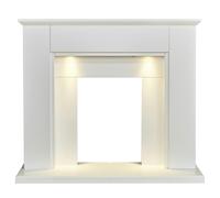 Adam Eltham Fireplace in Pure White with Downlights, 45 Inch