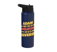 Adam Evolution Can Go in Reverse Saying Funny Adam Name Stainless Steel Insulated Water Bottle