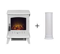Adam Aviemore Electric Stove in White Enamel with Straight Stove Pipe Adam Fires & Fireplaces White One Size