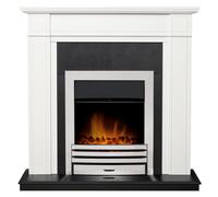 Adam Fires & Fireplaces Adam Georgian Fireplace in Pure White & Black with Eclipse Electric Fire in Chrome, 39 Inch in Grey Adam Fires & Fireplaces Grey