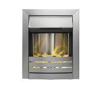 Adam - Helios Steel Brushed Inset Electric Fire Heater Heating Real Flame Effect