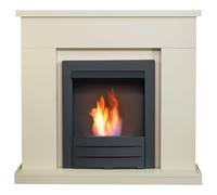 Adam Fires & Fireplaces Adam Lomond Fireplace in Stone Effect with Colorado Bio Ethanol Fire in Black, 39 Inch in Black Adam Fires & Fireplaces Black