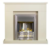 Adam Fires & Fireplaces Adam Lomond Fireplace in Stone Effect with Helios Electric Fire in Brushed Steel, 39 Inch in Grey Adam Fires & Fireplaces Grey