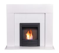 Adam Fires & Fireplaces Adam Miami Fireplace in Pure White with Colorado Bio Ethanol Fire in Black, 48 Inch in Black Adam Fires & Fireplaces Black