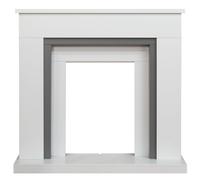 Adam Fires & Fireplaces Adam Milan Fireplace in Pure White & Grey, 39 Inch Adam Fires & Fireplaces White