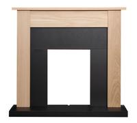Adam Fires & Fireplaces Adam Southwold Fireplace in Oak & Black, 43 Inch in Light Oak Adam Fires & Fireplaces Light Oak