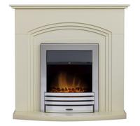 Adam Fires & Fireplaces Adam Truro Fireplace in Cream with Eclipse Electric Fire in Chrome, 41 Inch in Grey Adam Fires & Fireplaces Grey