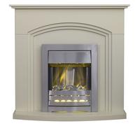 Adam Fires & Fireplaces Truro Electric Fireplace Suite With Brushed Steel Inset Fire Ivory