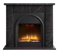 Adam Fires & Fireplaces Burlington Electric Suite in Black Carrara Marble Effect, 43 Inch Adam Fires & Fireplaces Black
