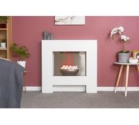 Adam Fires & Fireplaces Cubist Electric Fireplace Suite in White, 36 Inch in White Adam Fires & Fireplaces White