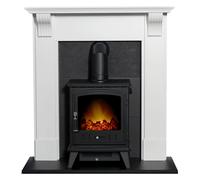 Adam Fires & Fireplaces Harrogate in White & Black with Aviemore Stove in Black, 39 Inch Adam Fires & Fireplaces Black