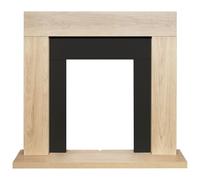 Adam Fires & Fireplaces Malmo Fireplace in Oak & Black, 39 Inch in Black Adam Fires & Fireplaces Black