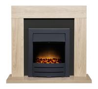 Adam Fires & Fireplaces Malmo Fireplace in Oak & Black with Colorado Electric Fire in Black, 39 Inch Adam Fires & Fireplaces Black