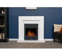Adam Fires & Fireplaces Malmo Fireplace in White & Black/White with Blenheim Electric Fire in Black, 39 Inch in Black Adam Fires & Fireplaces Black