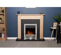 Adam Fires & Fireplaces Southwold Fireplace in Oak & Black with Blenheim Electric Fire in Chrome, 43 Inch in Grey Adam Fires & Fireplaces Grey