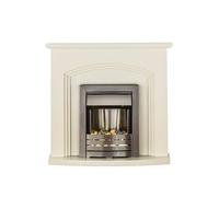 Adam Fires & Fireplaces Truro Electric Fireplace Suite With Brushed Steel Inset Fire Ivory