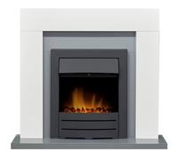 Adam Fires & Fireplaces White & Grey Fireplace with Colorado Electric Fire in Black, 39 Inch Adam Fires & Fireplaces Grey