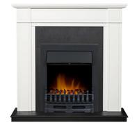 Adam Georgian Fireplace in Pure White & Black with Blenheim Electric Fire in Black, 39 Inch