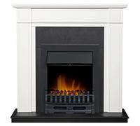 Adam Georgian Fireplace in Pure White & Black with Blenheim Electric Fire in Black, 39 Inch