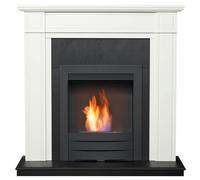 Adam Georgian Fireplace in Pure White & Black with Colorado Bio Ethanol Fire in Black, 39 Inch