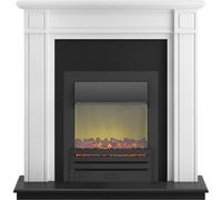 Adam Georgian Fireplace Suite in Pure White with Eclipse Electric Fire in Black, 39 Inch