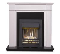 Adam Georgian Fireplace Suite in Pure White with Helios Electric Fire in Black, 39 Inch