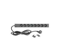 Adam Hall Cables 87471 USB - 19" Power Strip 1U 8-Way with Switch & 2 x USB