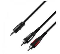 3m Adam Hall Audio Cable 3.5mm Male Stereo Jack to 2x Male RCA Phono