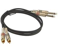 1m Adam Hall Twin Channel Audio Cable 2x 6.35mm Male Mono Jack to 2x M