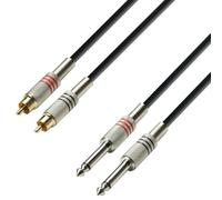 1m Adam Hall Twin Channel Audio Cable 2x 6.35mm Male Mono Jack to 2x M