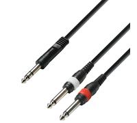 Adam Hall 3 Star Series 1m 6.3mm Jack Stereo to 2x 6.3 Jack Mono Audio Cable