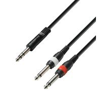 Adam Hall 3 Star Series 1m 6.3mm Jack Stereo to 2x 6.3 Jack Mono Audio Cable