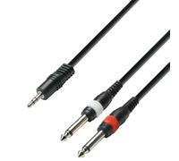 Adam Hall 3 Star Series 3m 3.5mm Jack Stereo to 2x 6.3mm Jack Mono Audio Cable