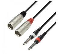 Adam Hall 3 STAR Twin XLR (M) to Unbalanced Twin TS Jack Cable 1m