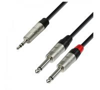 Adam Hall 4 STAR Rean 3.5mm TRS Mini Jack to Twin TS 1/4" Jack Splitter Cable 1.5m