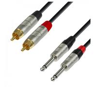 Adam Hall 4 STAR Rean Unbalanced Twin 1/4" Jack to RCA Cable 1.5m