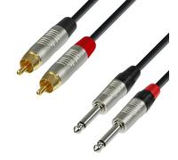 Adam Hall 4 STAR Rean Unbalanced Twin 1/4" Jack to RCA Cable 90cm