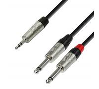 Adam Hall 4 Star Series 3m Rean 3.5mm Jack Stereo to 2x 6.3mm Jack Mon