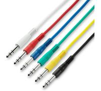 Adam Hall Cables 3 Star BVV 0015 Set of 6 Patch Cable 6.3 mm Stereo Jack 0.15 m