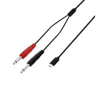 Adam Hall Cables 3 STAR Y PP USB-C 0150 USB-C Y-cable, 2 x 6, 3mm jack plug TS Male to USB-C, black, 1.5m