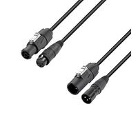 Adam Hall Cables 4 STAR H TCON D 0150 - Hybrid cable | Mains & DMX | XLR 3-pin x X Series IP65 | 1.5 m, black