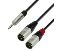 Adam Hall 4 STAR Rean 3.5mm TRS Mini Jack to Twin XLR (M) Splitter Cable 1.8m