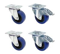 Adam Hall Hardware 3721XSET AH - 4th set of 4 steel swivel castors with 100 mm castors