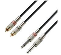 Adam Hall K3TPC0100 Audio Cable Black 2x RCA to 2x 6.3mm Jack 1m